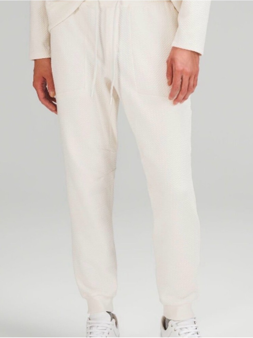 lululemon Men's At Ease Jogger – Light Ivory / White – Size XS